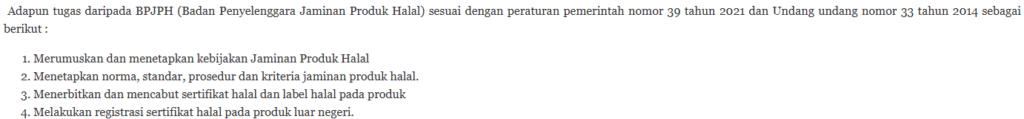 Tugas BPJPH (Badan Penyelenggara Jaminan Produk Halal)