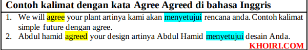 contoh kalimat agree agreed di bahasa Inggris