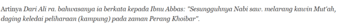 
Hadits Bukhori tentang Larangan Nikah Kontrak atau Mut’ah, dilengkapi Tulisan Latin dan Artinya