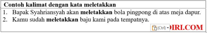
27 Contoh kalimat dengan kata meletakkan