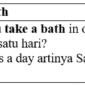 Contoh kalimat take a bath di Bahasa Inggris
