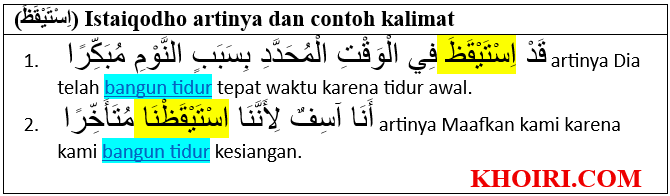 (اِسْتَيْقَظَ) Istaiqodho Artinya, Contoh Kalimat dan Tashrif Lughowinya