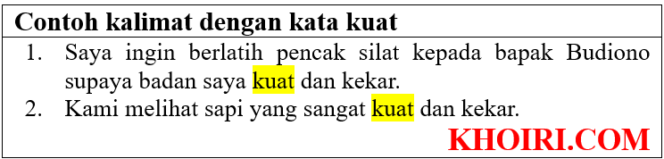 
					27 Contoh kalimat dengan kata kuat