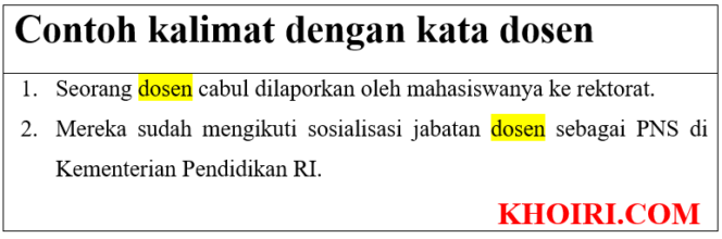 
21 Contoh kalimat dengan kata dosen