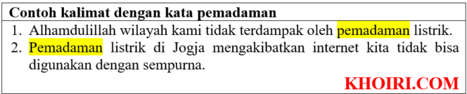 
20 Contoh kalimat dengan kata pemadaman