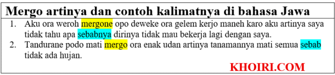 
Mergo Artinya dan Contoh Kalimatnya di Bahasa Jawa