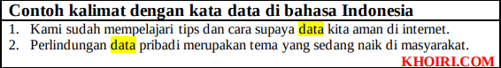 contoh kalimat dengan kata data di bahasa Indonesia