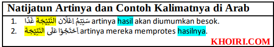 natijatun artinya dan contoh kalimatnya di bahasa Arab