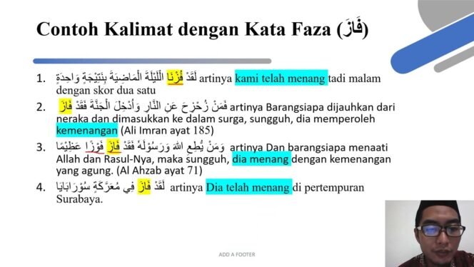 
(فَازَ) Faza artinya, Contoh Kalimat dan tashrifnya