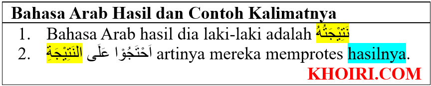 bahasa arab hasil dan contoh kalimatnya 