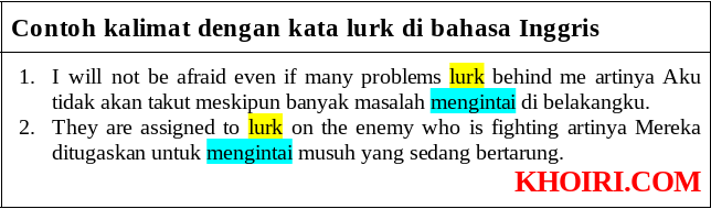 Contoh kalimat dengan kata lurk di bahasa Inggris