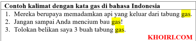 
					20 Contoh kalimat dengan kata gas