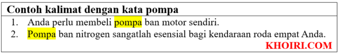 
					21 Contoh kalimat dengan kata pompa