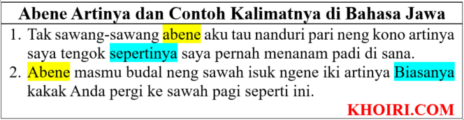 
					Abene Artinya dan Contoh Kalimatnya di Bahasa Jawa