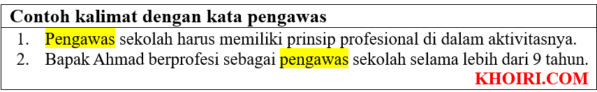 contoh kalimat dengan kata pengawas