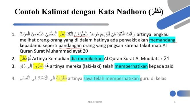 
					(نَظَرَ) Nadhoro Artinya, Contoh Kalimat dan Tashrifnya