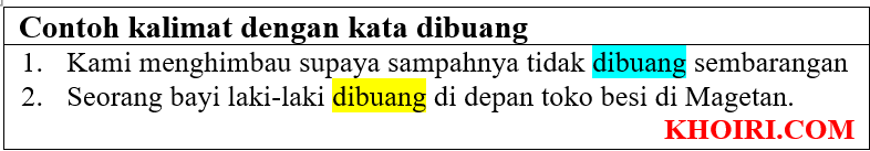 contoh kalimat pasif dengan kata dibuang