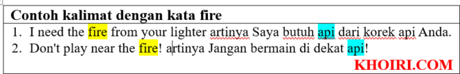 
					20 Contoh kalimat dengan kata fire