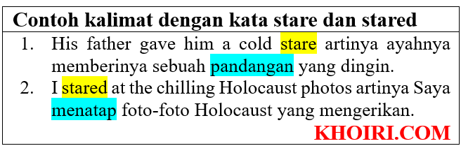 contoh kalimat dengan kata stare stared