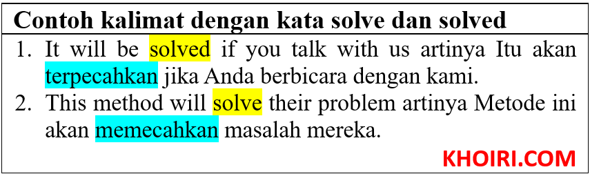 contoh kalimat dengan kata solve dan solved