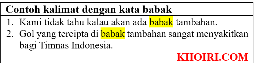 contoh kalimat dengan kata babak