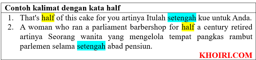 contoh kalimat dengan kata half