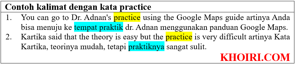 contoh kalimat dengan kata practice