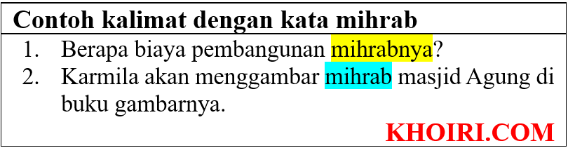 contoh kalimat dengan kata mihrab