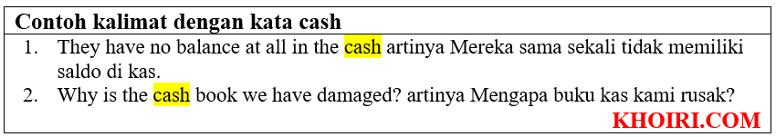 contoh kalimat dengan kata cash