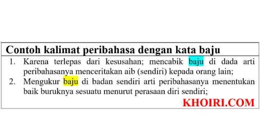 Contoh kalimat peribahasa dengan kata baju