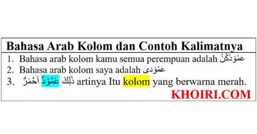 Bahasa Arab Kolom dan Contoh Kalimatnya