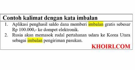 contoh kalimat dengan kata imbalan