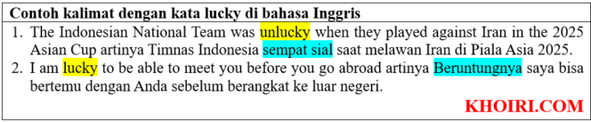 
20 Contoh kalimat dengan kata lucky