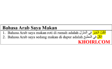 Bahasa Arab Saya Makan dan Contoh Kalimatnya