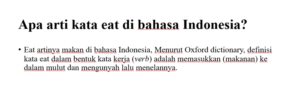 Download PPT Contoh kalimat dengan kata eat dan penjelasannya