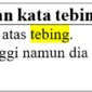 20 Contoh kalimat dengan kata tebing