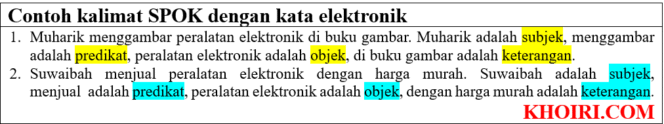 
10 Contoh kalimat SPOK dengan kata elektronik