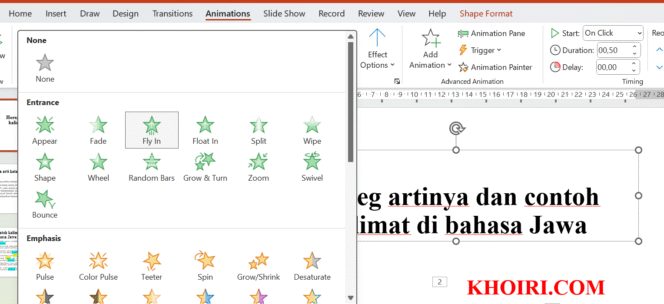 
Cara memberi animasi pada slide powerpoint