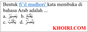 Bentuk fi’il mudhori kata membuka di bahasa Arab adalah ...