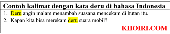 
20 Contoh kalimat dengan kata deru di bahasa Indonesia