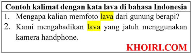 
20 Contoh kalimat dengan kata lava di bahasa Indonesia