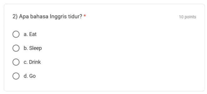 
10 Contoh kuis kosakata bahasa Inggris pilihan ganda