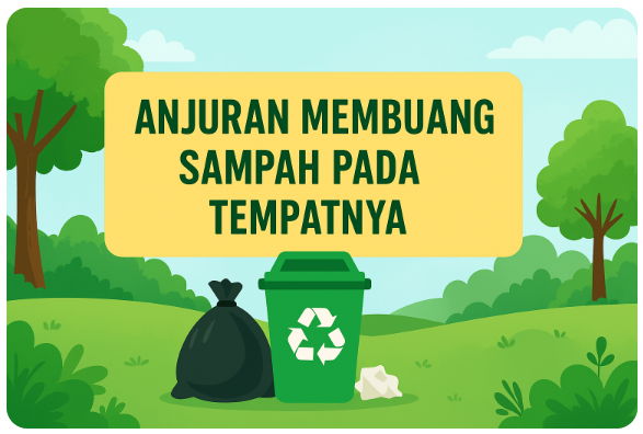 poster anjuran membuang sampah pada tempatnya