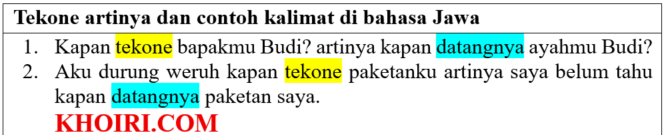 
Tekone artinya dan contoh kalimat di bahasa Jawa