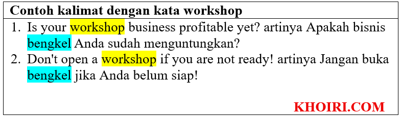 30 Contoh kalimat dengan kata workshop ⋆ Khoiri.com