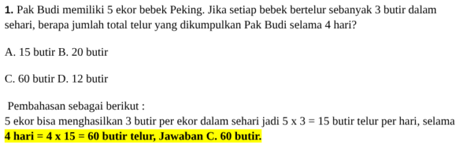 
10 Contoh soal cerita matematika pilihan ganda