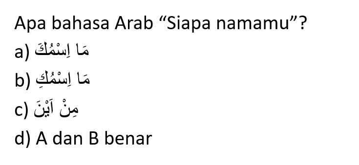 Bahasa Arab Siapa Namamu dan Contoh Kalimatnya
