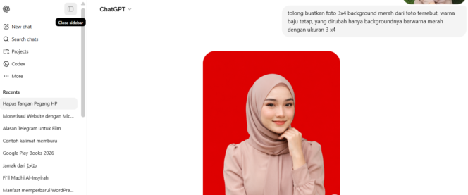 
Cara membuat pas foto 3 x 4 dengan Chat GPT