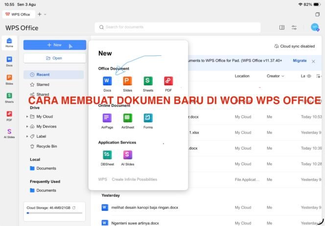 
Cara membuat dokumen baru di Word WPS Office