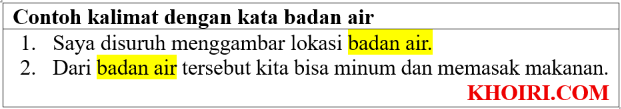 contoh kalimat dengan kata badan air